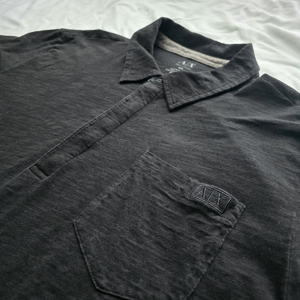 Armani Exchange A|X Men’s XXL Black Short Sleeve Polo Shirt Pocket Logo